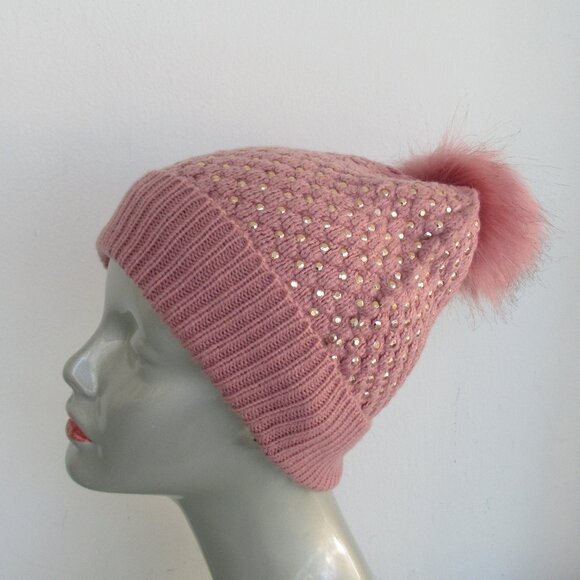 Lot of 2 beanie hats, one size, stretch, chunky & slouchy hat Pink, Multicolor - Picture 6 of 11